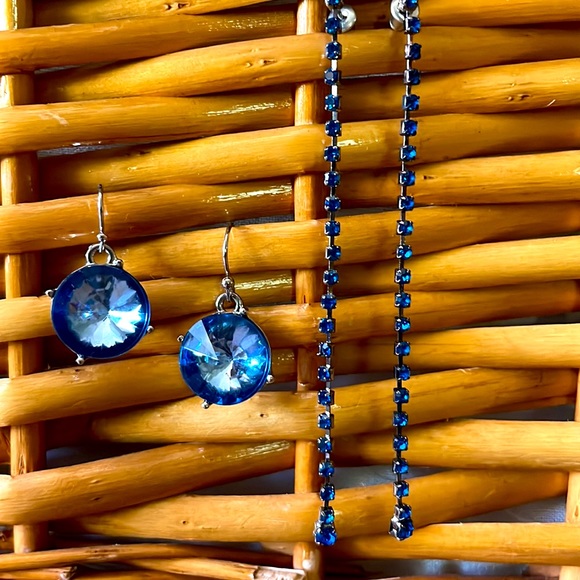 Macy's Jewelry - Two Pair Blue Crystal Earrings NWT